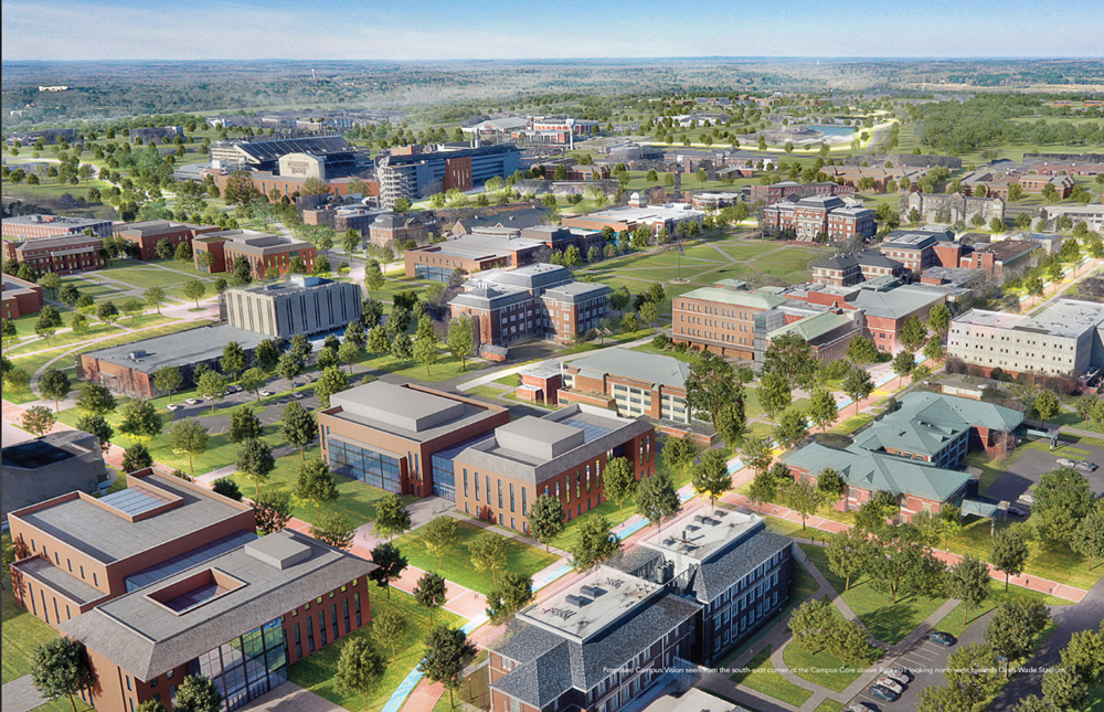 Mississippi State University overhead campus rendering